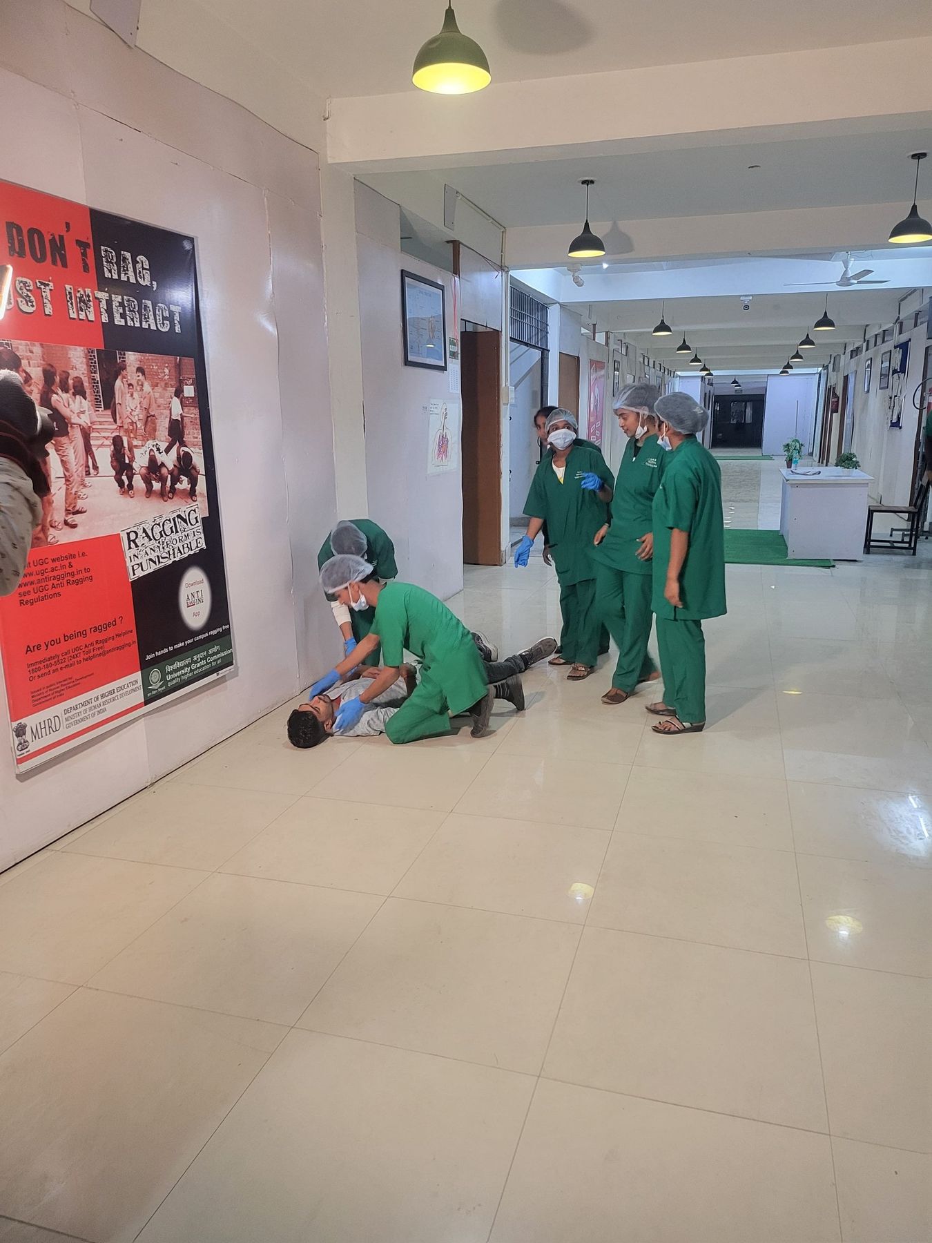 Students practising first aid